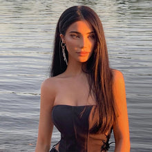 Load image into Gallery viewer, Off Shoulder Strapless Lace Up Sexy Bustier Corset Crop Tops for Women Black Sleeveless Vest Top Cropped Feminino