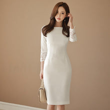 Load image into Gallery viewer, Office Lady O-Neck Solid Color Slim Bodycon Dress Fashion Temperament Mid-Length OL Work Dress 2021 Spring New Dresses Women