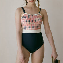 Load image into Gallery viewer, One Piece Swimsuit Women Plaid Swimwear Straps Monokini Swim Suit Trikini Padded Backless Bathing Suit High waisted  Swimwear