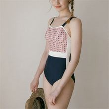 Load image into Gallery viewer, One Piece Swimsuit Women Plaid Swimwear Straps Monokini Swim Suit Trikini Padded Backless Bathing Suit High waisted  Swimwear