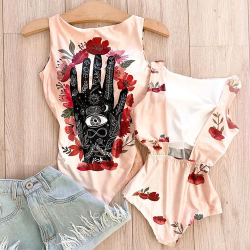 One Piece Swimsuits For Women Plus Size Swimwear Female Swimsuit Floral Bathing Suit Backless Swimming Suit Retro Monokini Swim