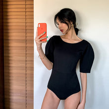 Load image into Gallery viewer, One Piece Swimwear Women Half Sleeve Swimwear Solid Swimsuit Padded Bathing Suit Sexy Monokini Summer Beachwear For Asian