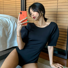 Load image into Gallery viewer, One Piece Swimwear Women Half Sleeve Swimwear Solid Swimsuit Padded Bathing Suit Sexy Monokini Summer Beachwear For Asian