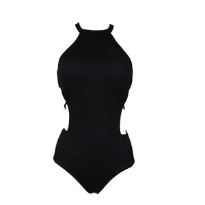 One Piece Swimwear Women Solid Swimwear Push Up Swimsuit High Quality Cut Out Bathing Suit sexy Monokini Black beachwear
