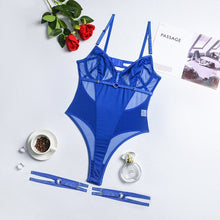 Load image into Gallery viewer, One-piece Backless Bodysuit Women Black Mesh Patchwork Sexy Sensual Lace Transparent Clubwear Body Lingerie See Through Tights