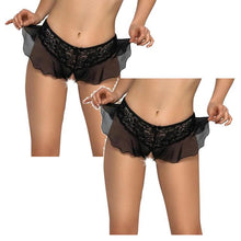 Load image into Gallery viewer, Open Crotch Panties Sexy Lingerie Lace Slit Thong Mesh Skirt Low Waist Underwear G-Strings Thongs Ladies Exotic Intimates