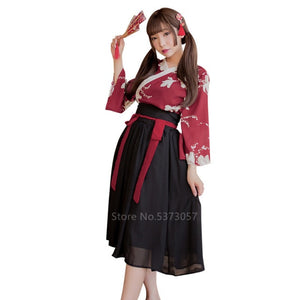 Oriental Hanfu Women Vintage Chinese Clothing Traditional Folk Dance Costume Fairy Print High Waist Sexy Dress Trumpet Sleeve