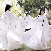 Load image into Gallery viewer, Oriental Women Hanfu Folk Dance Dress Red White Stage Performance Suits Tang Clothes V-Neck Clothes Princess Fairy Girl Fairy