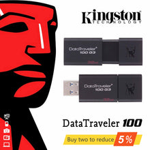 Load image into Gallery viewer, Original Kingston DataTraveler 100 G3 USB Flash Drives 16GB 32GB 64GB 128GB USB 3.0 Pen Drive high speed PenDrives DT100G3