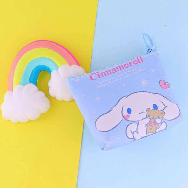 Original Sanrio Anime Wallet Hello Kitty Women Bag Kulomi Melody Cinnamoroll Cartoons Mini Coin Purse Portable ID Card Holders