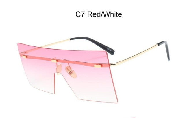 Oversized Brown Sunglasses Women Retro Vintage Sunglasses Luxury Brand Rimless Eyewear oculos de sol feminino Big Shades