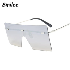 Oversized Brown Sunglasses Women Retro Vintage Sunglasses Luxury Brand Rimless Eyewear oculos de sol feminino Big Shades
