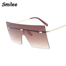 Load image into Gallery viewer, Oversized Brown Sunglasses Women Retro Vintage Sunglasses Luxury Brand Rimless Eyewear oculos de sol feminino Big Shades