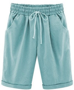 Oversized Women Summer Cotton linen Shorts Casual Ladies Drawstring Elastic Loose Short Trousers Plus Size S-8XL WDC2019