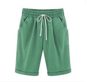 Oversized Women Summer Cotton linen Shorts Casual Ladies Drawstring Elastic Loose Short Trousers Plus Size S-8XL WDC2019