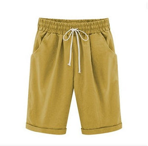 Oversized Women Summer Cotton linen Shorts Casual Ladies Drawstring Elastic Loose Short Trousers Plus Size S-8XL WDC2019