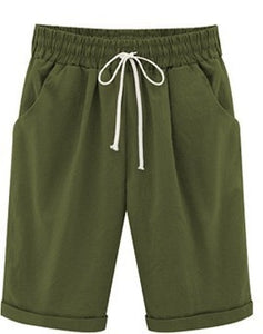 Oversized Women Summer Cotton linen Shorts Casual Ladies Drawstring Elastic Loose Short Trousers Plus Size S-8XL WDC2019