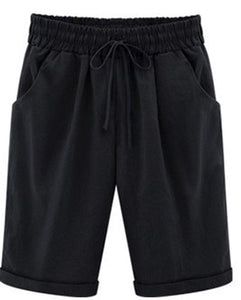 Oversized Women Summer Cotton linen Shorts Casual Ladies Drawstring Elastic Loose Short Trousers Plus Size S-8XL WDC2019