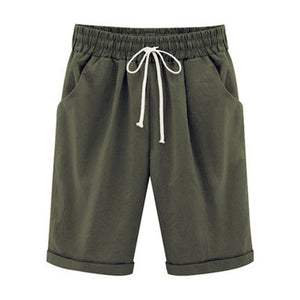 Oversized Women Summer Cotton linen Shorts Casual Ladies Drawstring Elastic Loose Short Trousers Plus Size S-8XL WDC2019