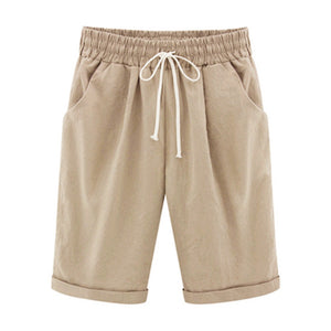 Oversized Women Summer Cotton linen Shorts Casual Ladies Drawstring Elastic Loose Short Trousers Plus Size S-8XL WDC2019