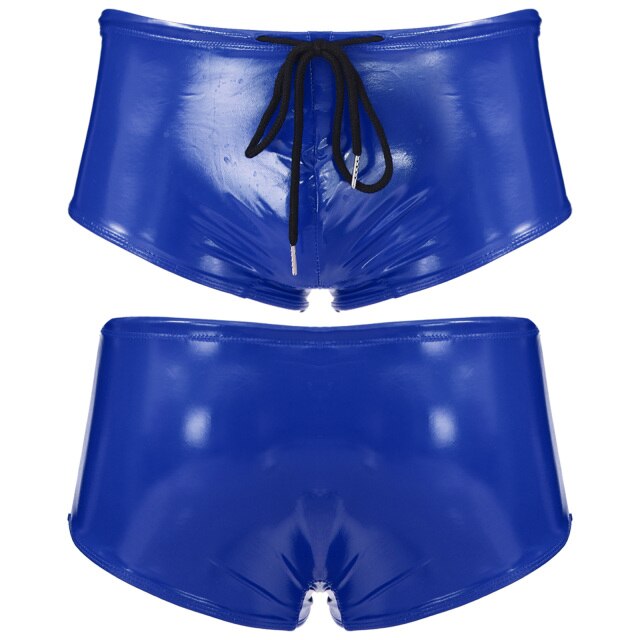 PU Leather Swim Boxer Shorts Sexy Bikini Swimwear Men Bathing Beach Swimming Surf Trunks Shorts Swimsuit Hombre Male Underwear