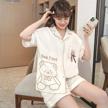 Load image into Gallery viewer, Pajama Set Woman 2 Pieces Summer New Sleepwear Ladies Casual Loose Small Fresh Wind Short-Sleeved Shorts Fashion Homewear