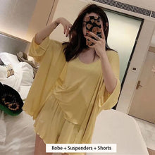 Load image into Gallery viewer, Pajama Set Woman 3 Pieces Sexy Suspenders Loose Shorts Sleepwear Women&#39;S Spring And Summer  New Japanese Long-Sleeve Nightgown