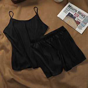 Pajama Set Women Pajamas Sleep Tops Sexy Pjs Plus Size Lingere Lounge Wear Two Piece Set Summer Silk Sleepwear Set Silk Pajamas
