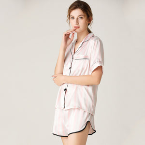 Pajama Sets Summer Sleepwear Women Pajamas Silk Sleepwear Set Printing Nightwear Two Piece Suit Home Clothes Nightgown Nightie