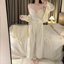 Load image into Gallery viewer, Pajamas For Women Sexy Bras Sleepwear Modal Suspender Trousers With Pajamas Four-Piece Set Sweet Bow Drawstring  Loungewear