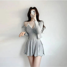 Load image into Gallery viewer, Pajamas For Women Sexy Bras Solid Elegant Mini Dress Sleepwear Kawaii Party Dress Female  Korean Fashion Dress 2 Piece Set