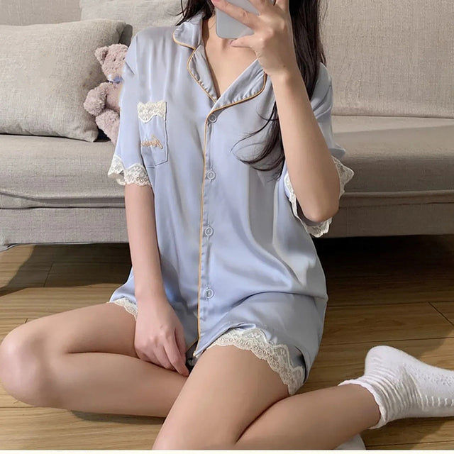 Pajamas For Women Silk Pyama Woman Set Summer Thin Section Suitable For Going Out Satin Home Dress Women'S 2 Piece Set