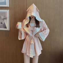 Load image into Gallery viewer, Pajamas For Women Spring And Summer Suspenders Nightdress Long-Sleeve Robe Loose Luscious Women&#39;S 2 Piece Set Satin Home Dress
