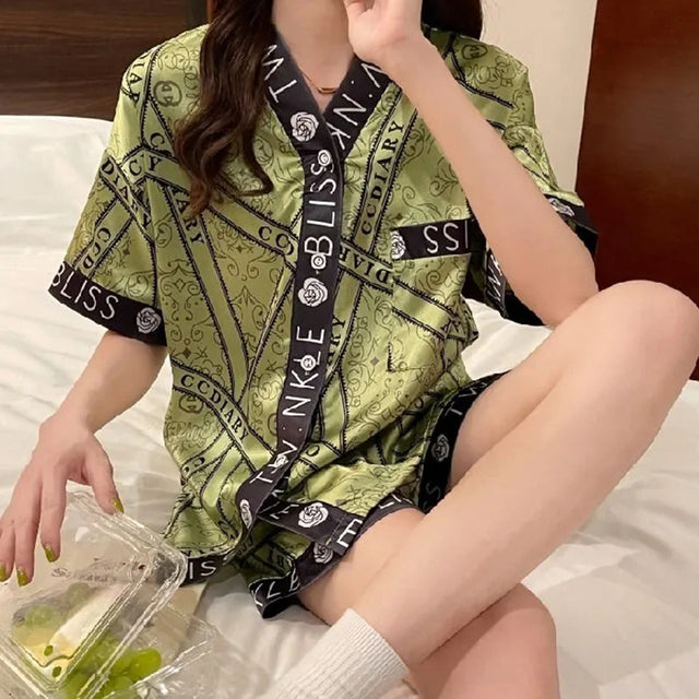 Pajamas For Women Summer High-Quality Silk Women'S 2 Piece Set Pajama Pants Women Thin Satin Home Dress Women Can Wear Outside