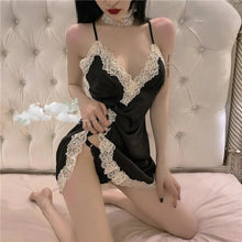 Load image into Gallery viewer, Pajamas For Women With Chest Pad Sexy Suspender Lingerie Women Lace Hot Nightwear Chemise Night Dress Women Satin Home Wear