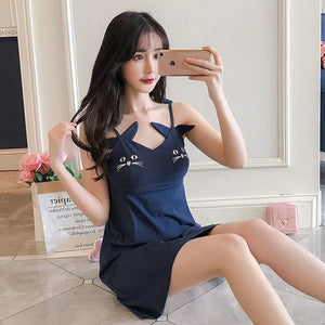 Pajamas For Women With Chest Pad Suspender Sexy Cute Women&#39;S Plus Size Dresses Summer Casual Satin Home Dress Pant Suits