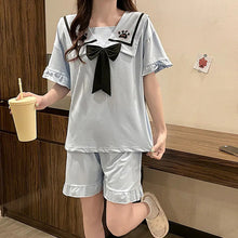 Load image into Gallery viewer, Pajamas Woman Summer Cotton Short-Sleeve Shorts Sweet And Korean Kawaii Nightwear New Home Clothes Woman 2 Piece Set