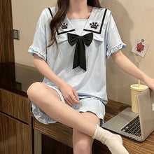 Load image into Gallery viewer, Pajamas Woman Summer Cotton Short-Sleeve Shorts Sweet And Korean Kawaii Nightwear New Home Clothes Woman 2 Piece Set
