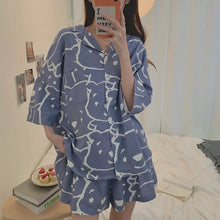 Load image into Gallery viewer, Pajamas Women Summer Bear Print Thin Can Be Worn Outside Cardigan Home Service Suit Two-Piece Set  Japanese Style Kawaii