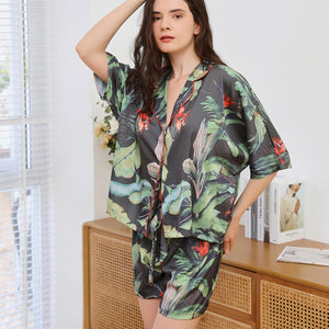 Pajamas for Women Sleepwear Sleep Tops Plus Size Lingere Two Piece Set Summer Lounge Wear Printing Sexy Pjs Bedroom Set