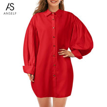 Load image into Gallery viewer, Party Long Oversized Shirt Dress Beach Vestido Women Plus Size Loose Blouse Shirts Chic Plus Size Puff Sleeves Shirt Dress S-3XL