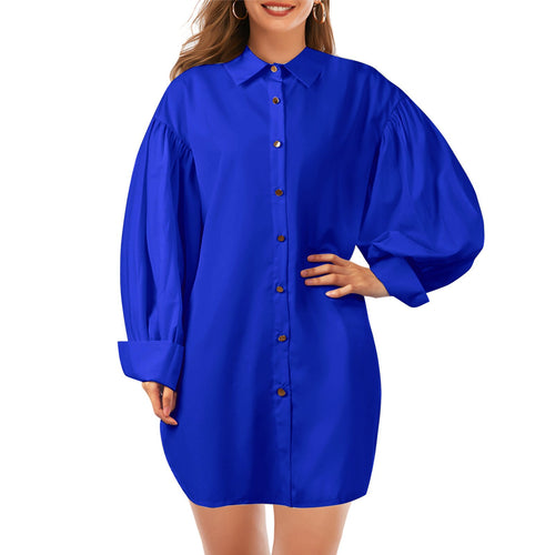 Party Long Oversized Shirt Dress Beach Vestido Women Plus Size Loose Blouse Shirts Chic Plus Size Puff Sleeves Shirt Dress S-3XL