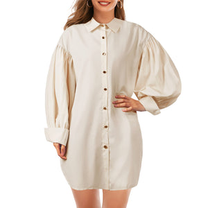 Party Long Oversized Shirt Dress Beach Vestido Women Plus Size Loose Blouse Shirts Chic Plus Size Puff Sleeves Shirt Dress S-3XL