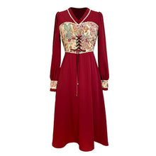 Load image into Gallery viewer, Patchwork Party Dress Women Spring Elegant Designer Lace Midi Dress Female Casual Print French Retro Korean Dress Women 2021 New