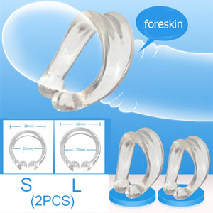 Penis Rings 2PCS Male Foreskin Correction Cock Rings Chasity Cage Training Device Delay Ejaculation Sex Toys for Men Couple