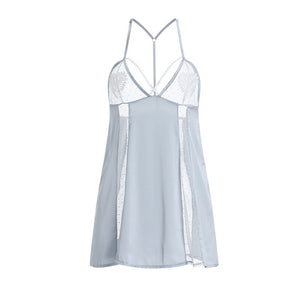 Perspective Hot Backless Temptation Home Wear Clothes Female Sleepwear Lace Love Heart Mesh Women Sexy Sweet Sling Nightdress