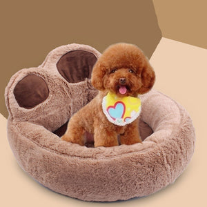 Pet Dog Cat Warm Bed Winter Lovely Dog Bed Soft Material Pet Nest Cute Paw Kennel For Cat Puppy Sofa Beds For Dogs Accessories