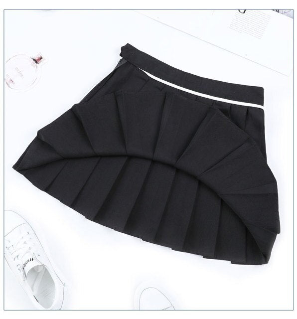 Pink Pleated Satin Skirt School Vacation Sexy Skirt High Waist Pleated Mini Skirt Women's Fashion Slim Waist Casual Tennis Skirt