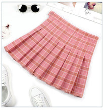 Load image into Gallery viewer, Pink Pleated Satin Skirt School Vacation Sexy Skirt High Waist Pleated Mini Skirt Women&#39;s Fashion Slim Waist Casual Tennis Skirt