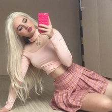 Load image into Gallery viewer, Pink Pleated Satin Skirt School Vacation Sexy Skirt High Waist Pleated Mini Skirt Women&#39;s Fashion Slim Waist Casual Tennis Skirt